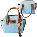 Bolso de Mano con Grabado Floral y Dije "I Love Artesanal"