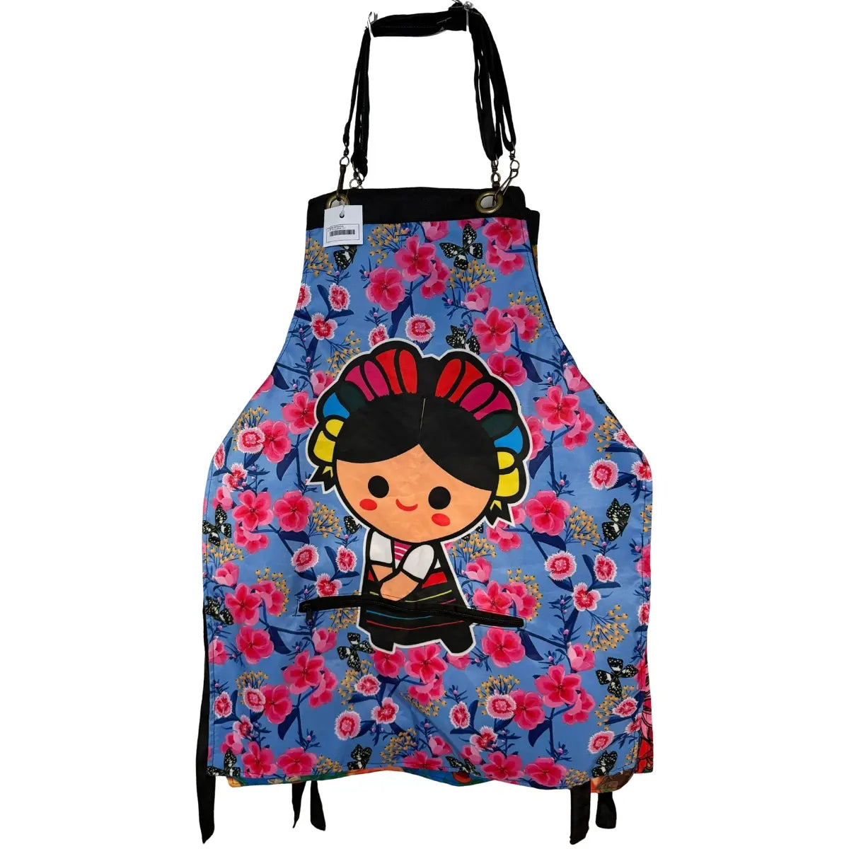 Handcrafted fabric apron with a fastener and Mexican motifs