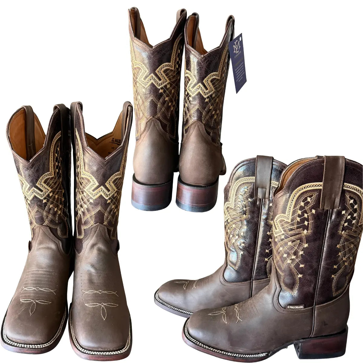 Malcreado Bulldog-Style Cowboy Boots - Chocolate Leather