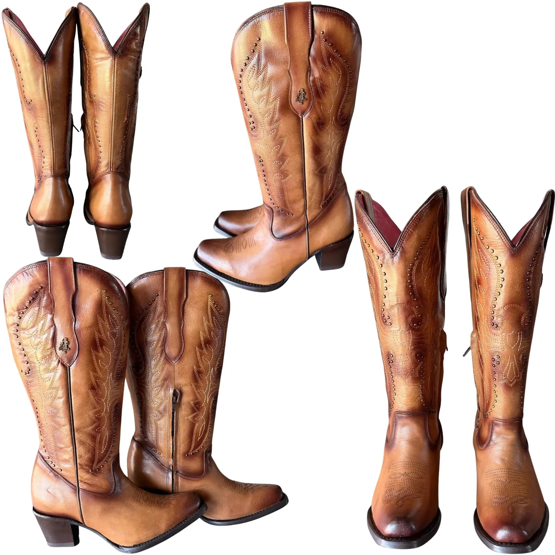 Fashion Curvi Women's Cowboy Boots - Waxed Tobacco