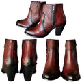Ladies' Orlando Cowboy Ankle Boots - Carmine California Leather