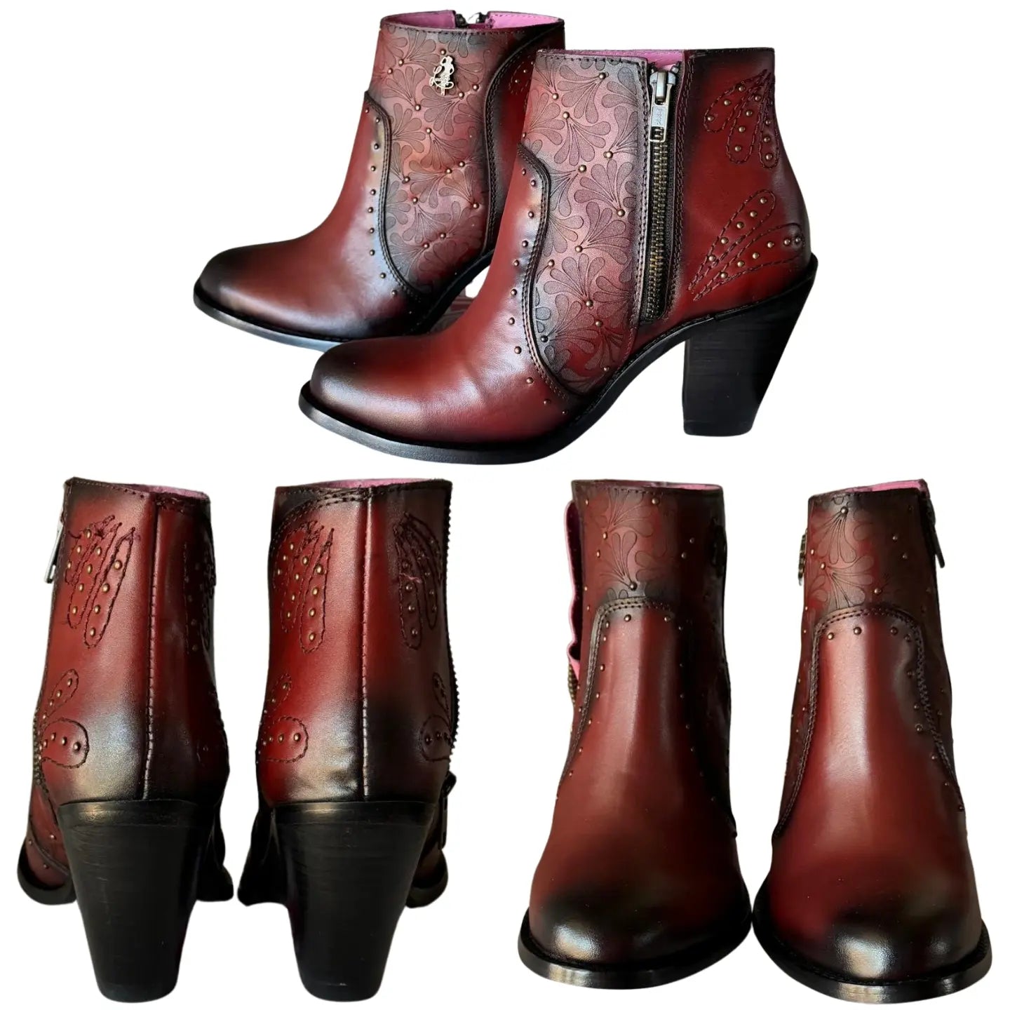Ladies' Orlando Cowboy Ankle Boots - Carmine California Leather
