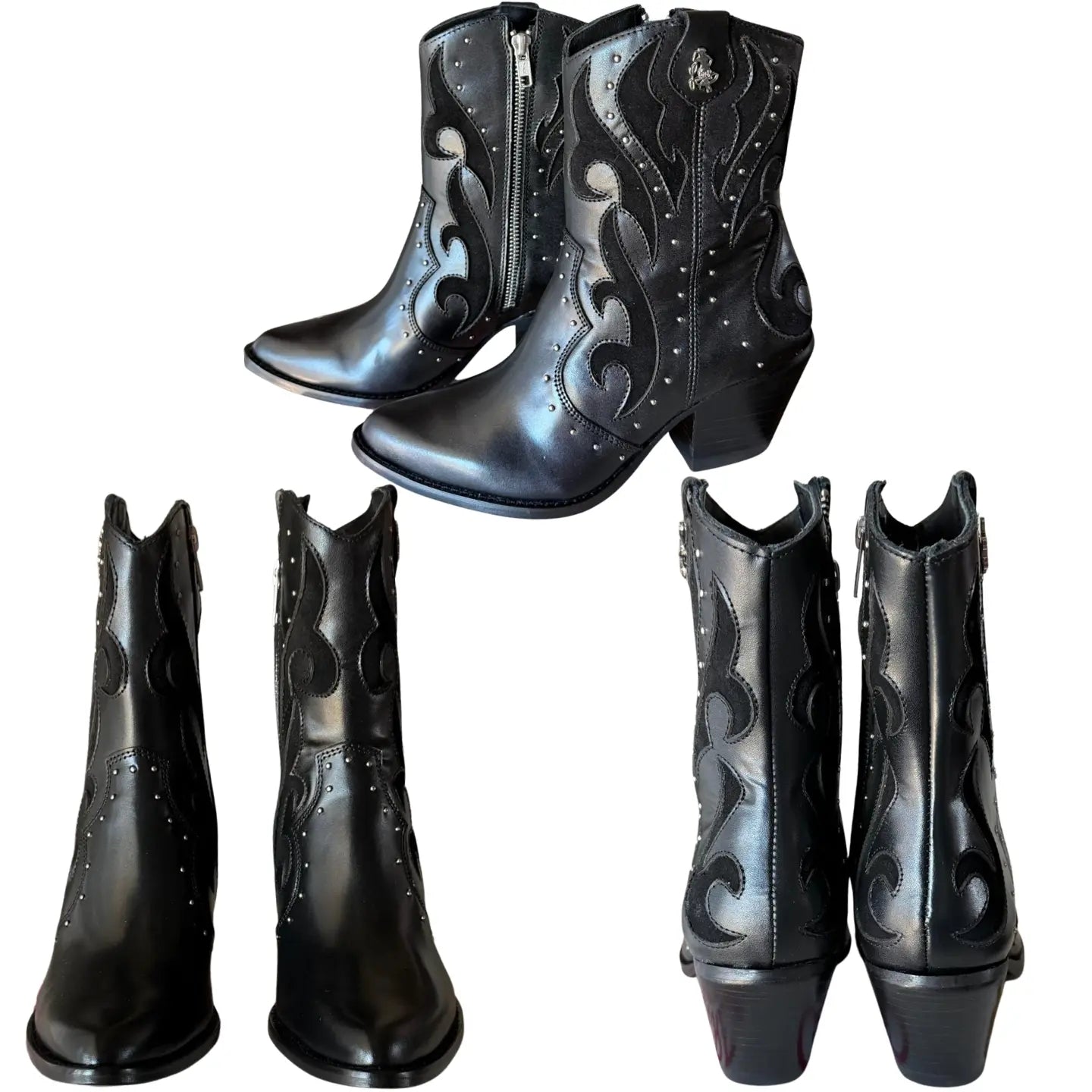 Ladies' Yukon Cowboy Ankle Boots - Black California Glow