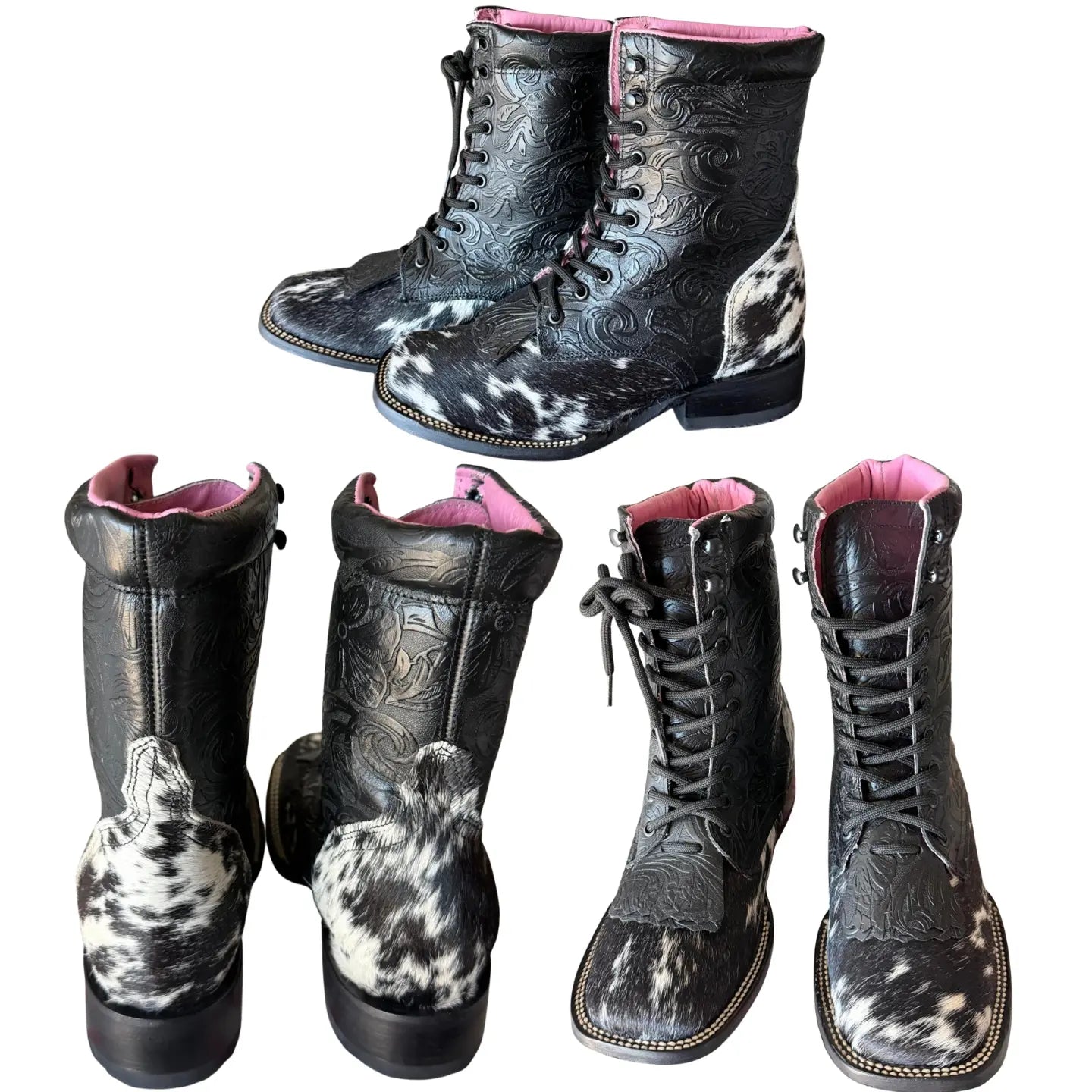 Macarena Women's Lace-Up Boots - Black with Faux Fur