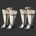 Show-Off Knee-High Boots - Beaver Brown with a Crackled Finish and belt