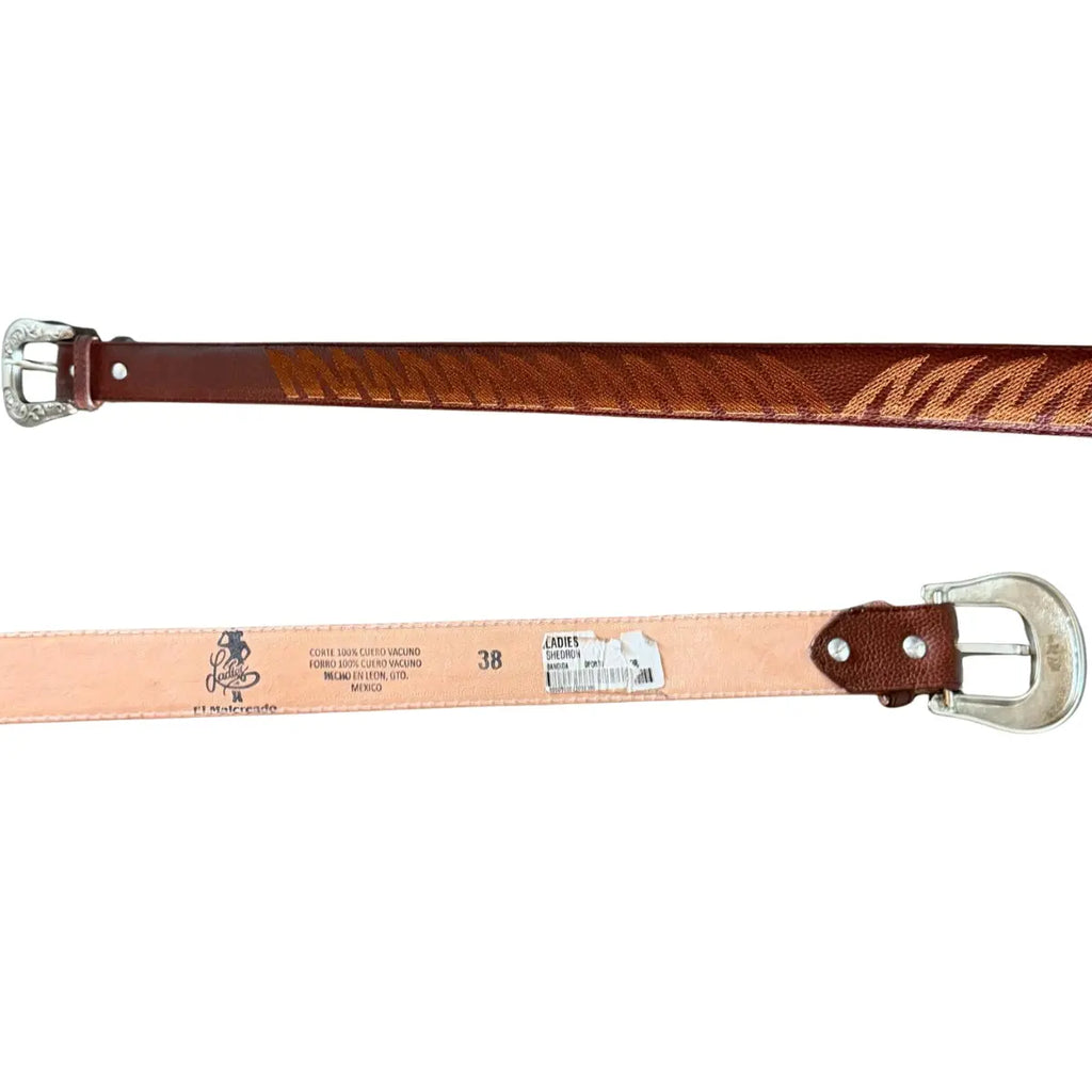 Malcreado Floral Embroidered Leather Western Belt