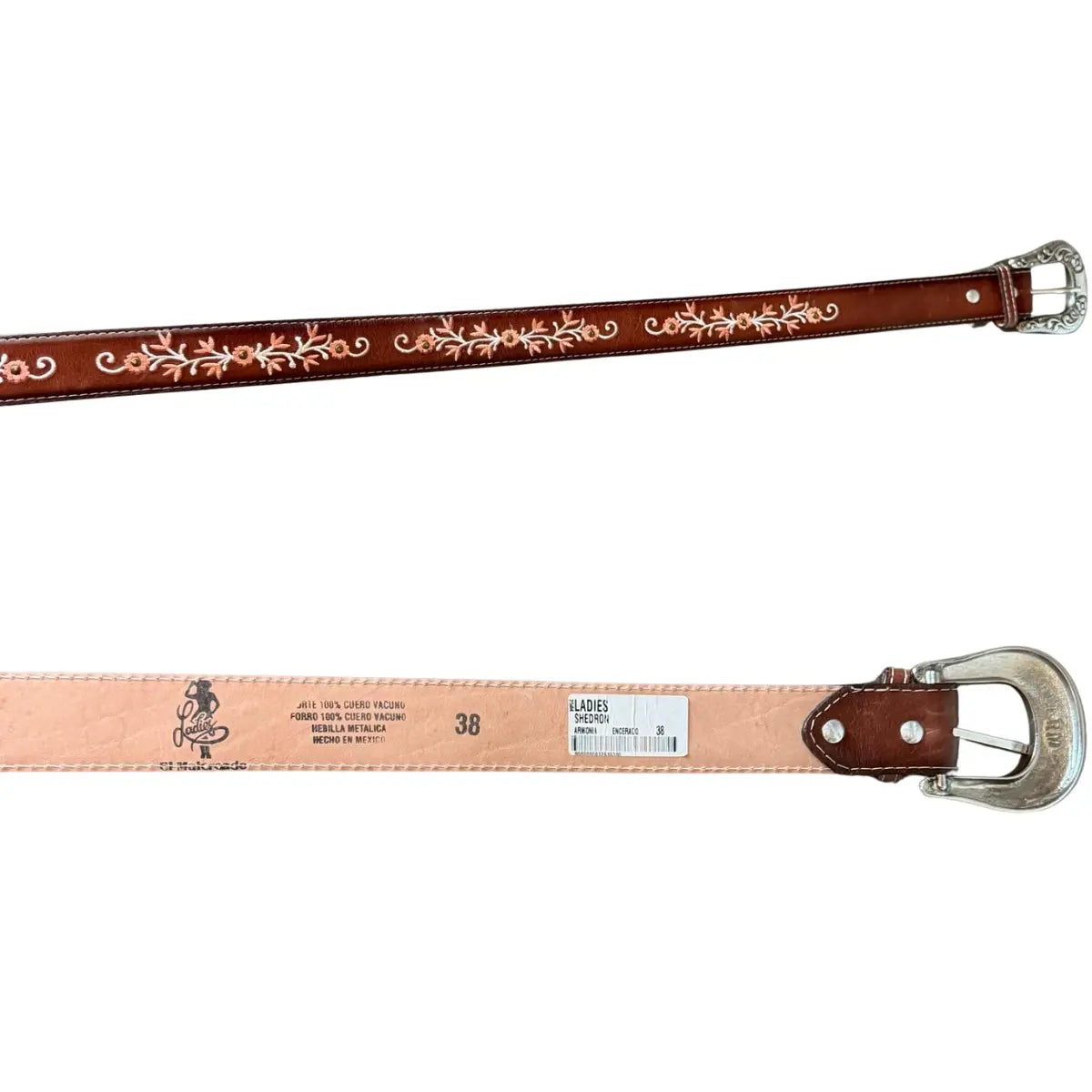 Malcreado Shedron Leather Belt - Multicolor Floral Embroidery
