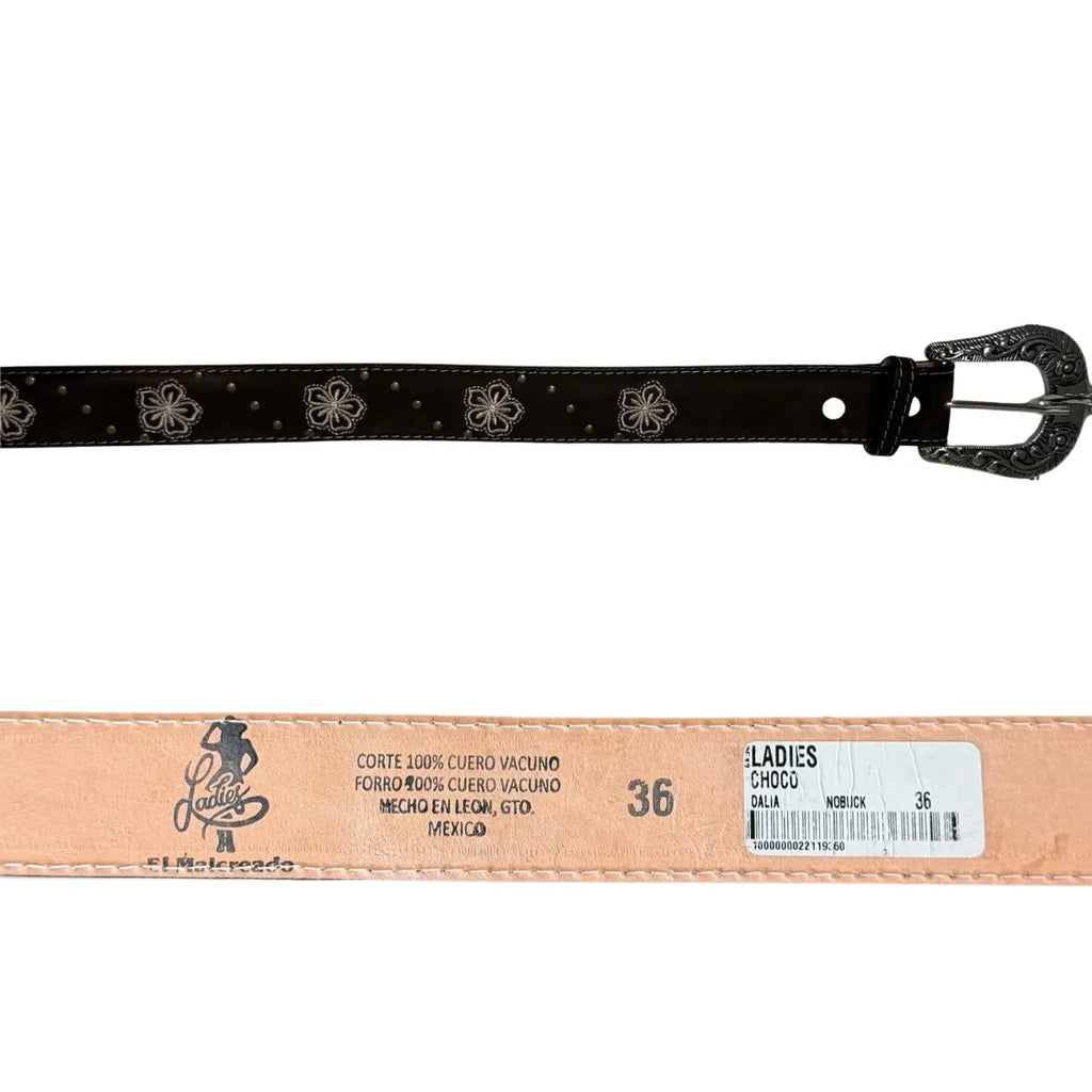 Malcreado Red & White Floral Embroidered Leather Belt