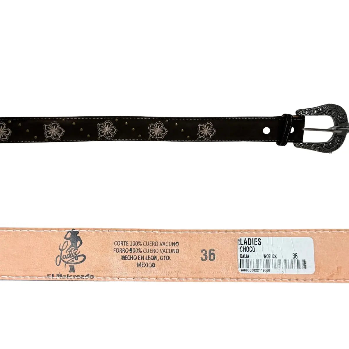 Malcreado Red & White Floral Embroidered Leather Belt