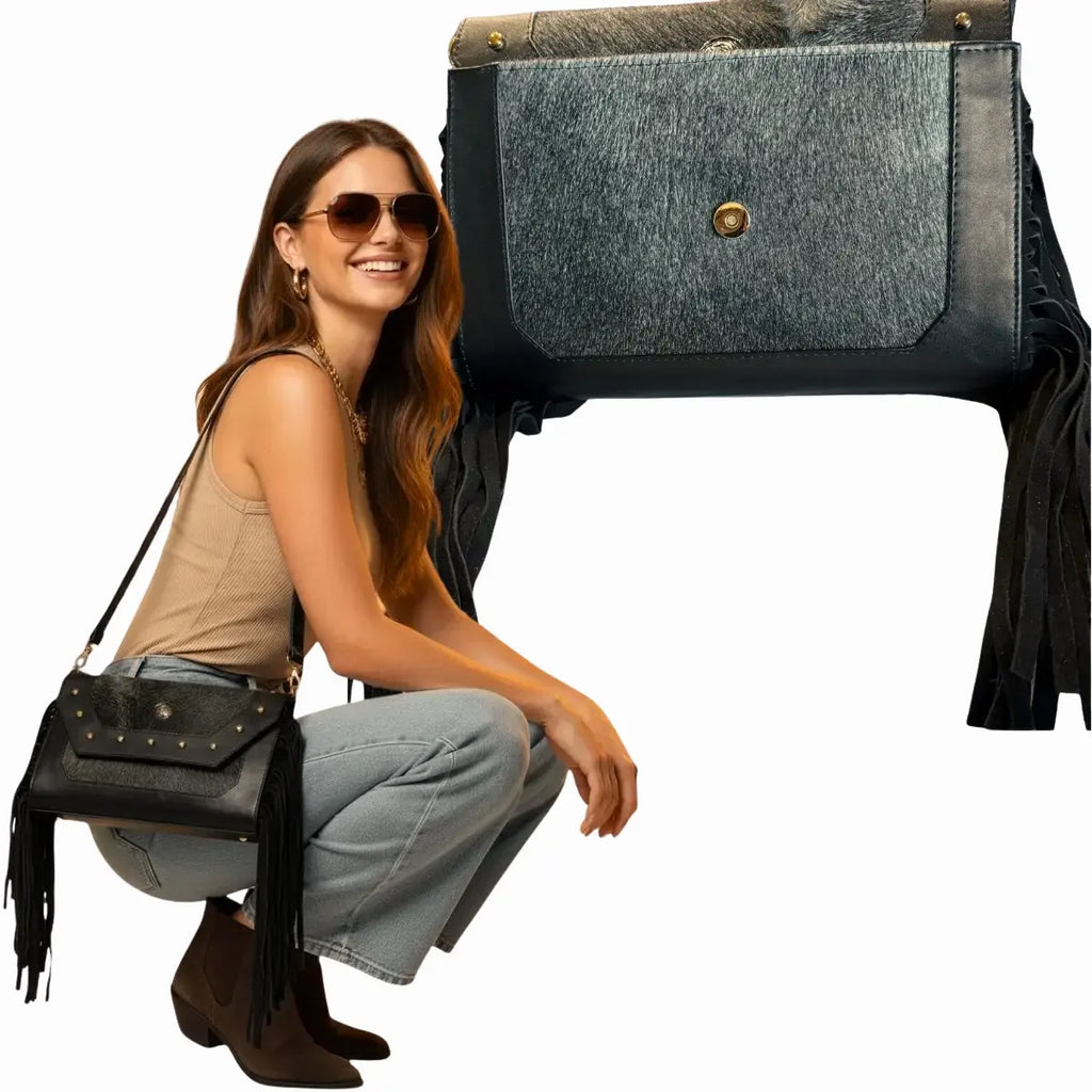 Country Style Hair-on-Hide Leather Crossbody Bag