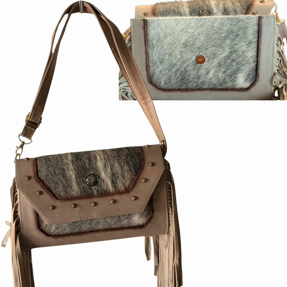 Country Style Hair-on-Hide Leather Crossbody Bag