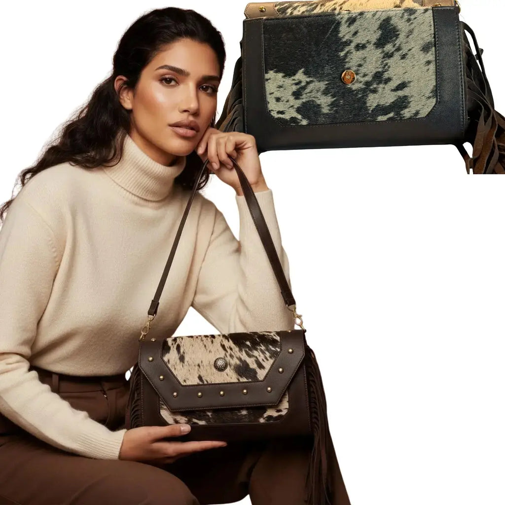 Country Style Hair-on-Hide Leather Crossbody Bag