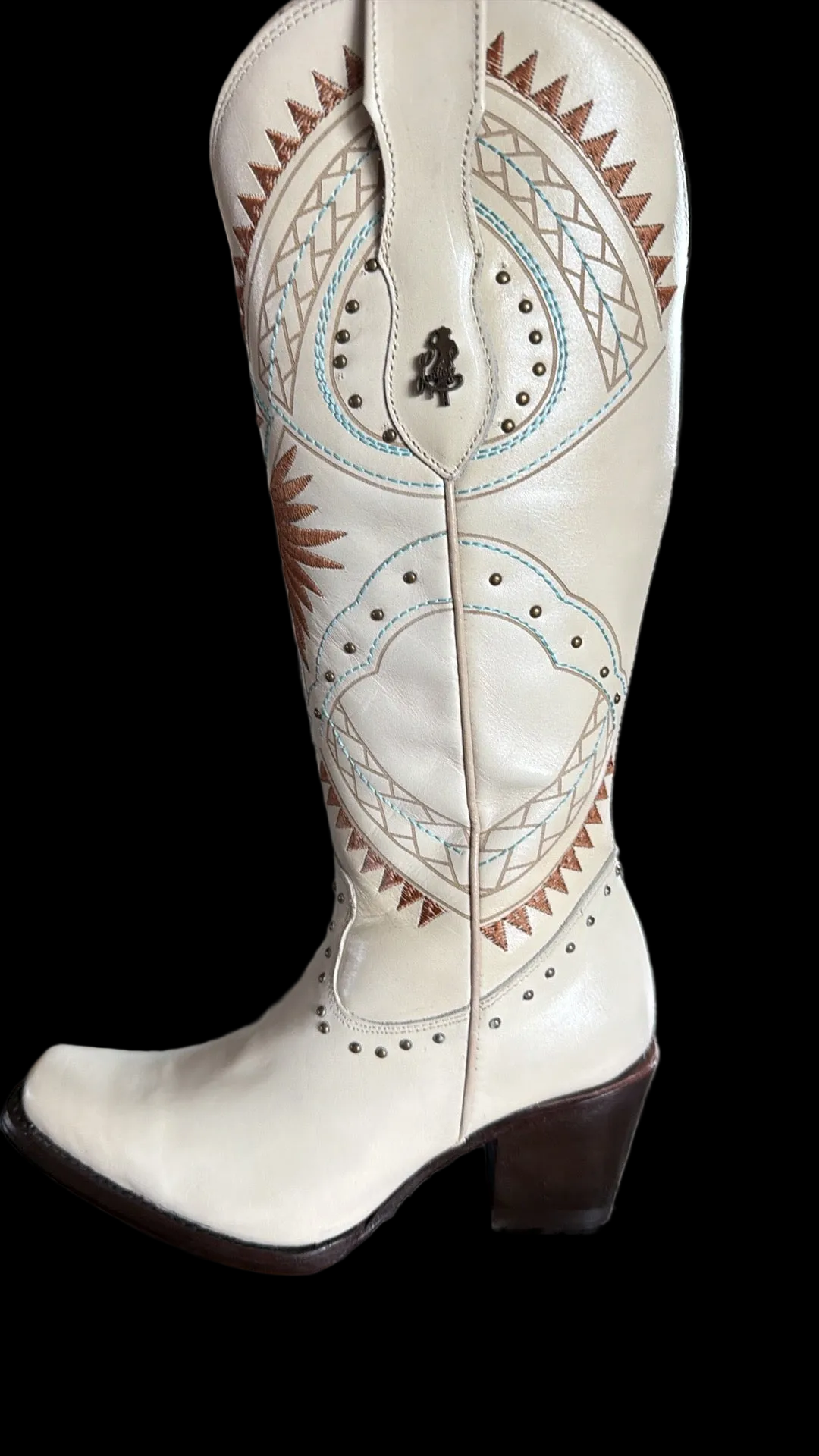 Cheyenne Cowboy Boots - Beige Cowhide Leather