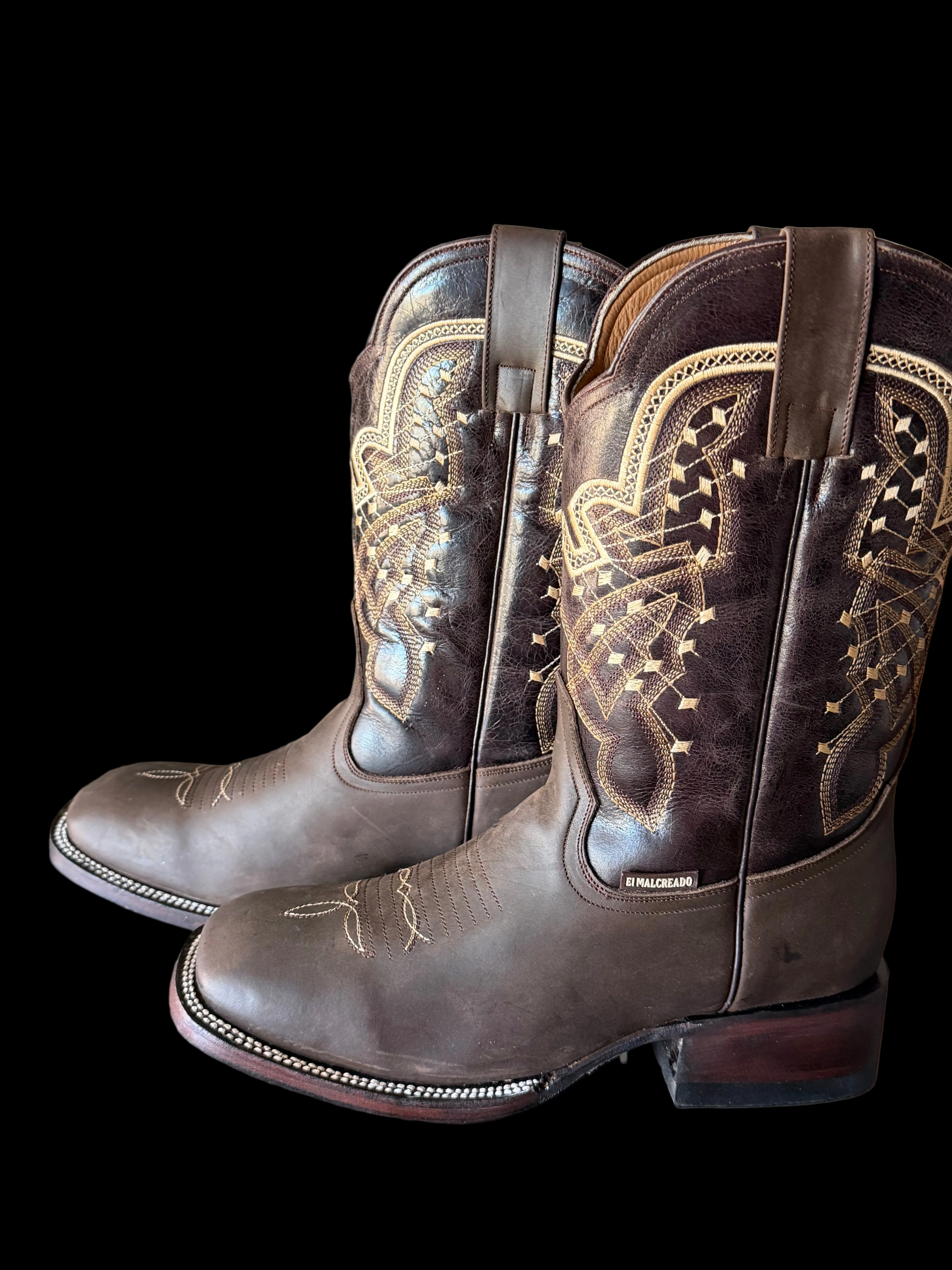 Malcreado Bulldog-Style Cowboy Boots - Chocolate Leather