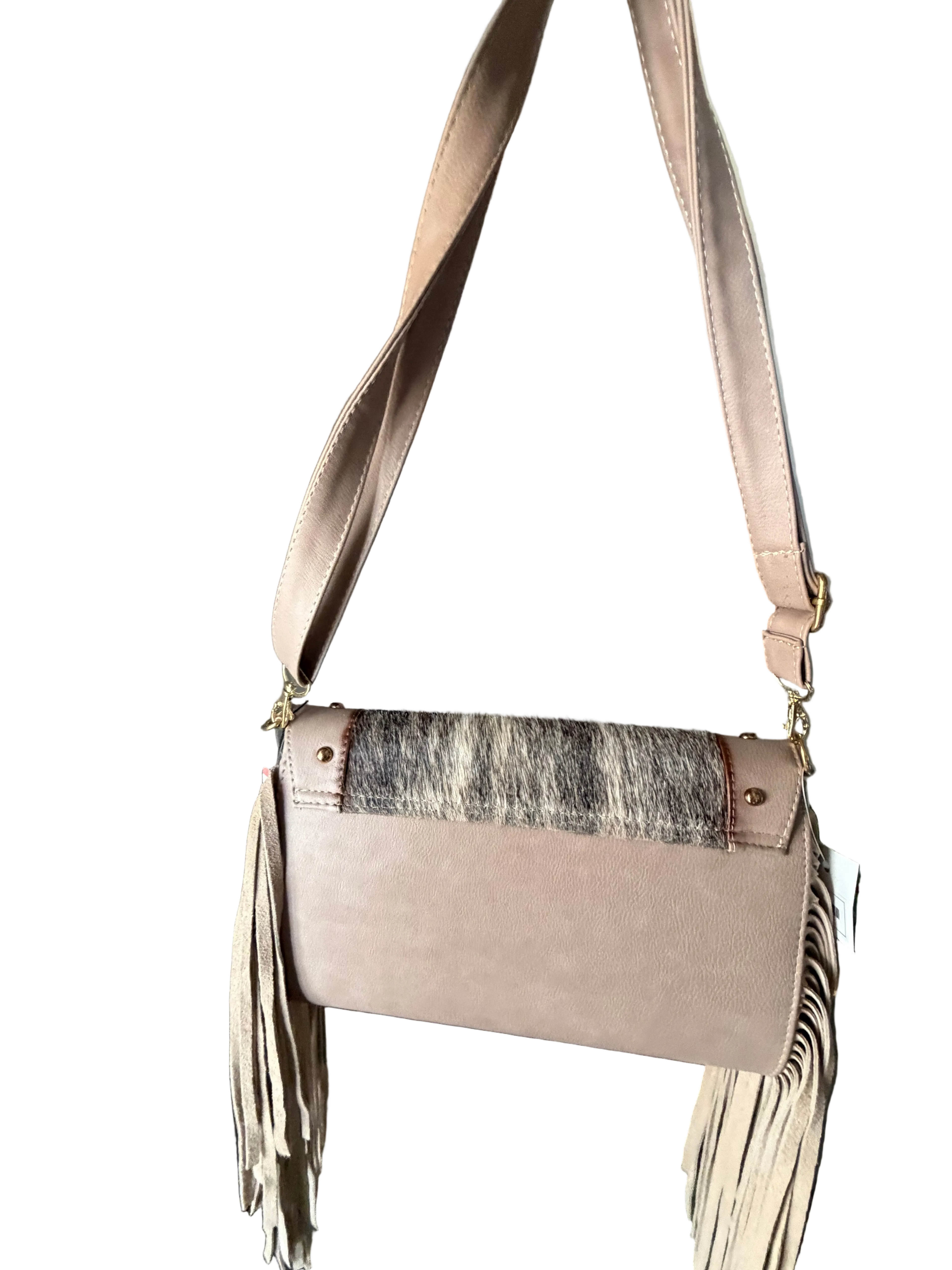 Bolsa Crossbody de Piel con Pelo Estilo Country