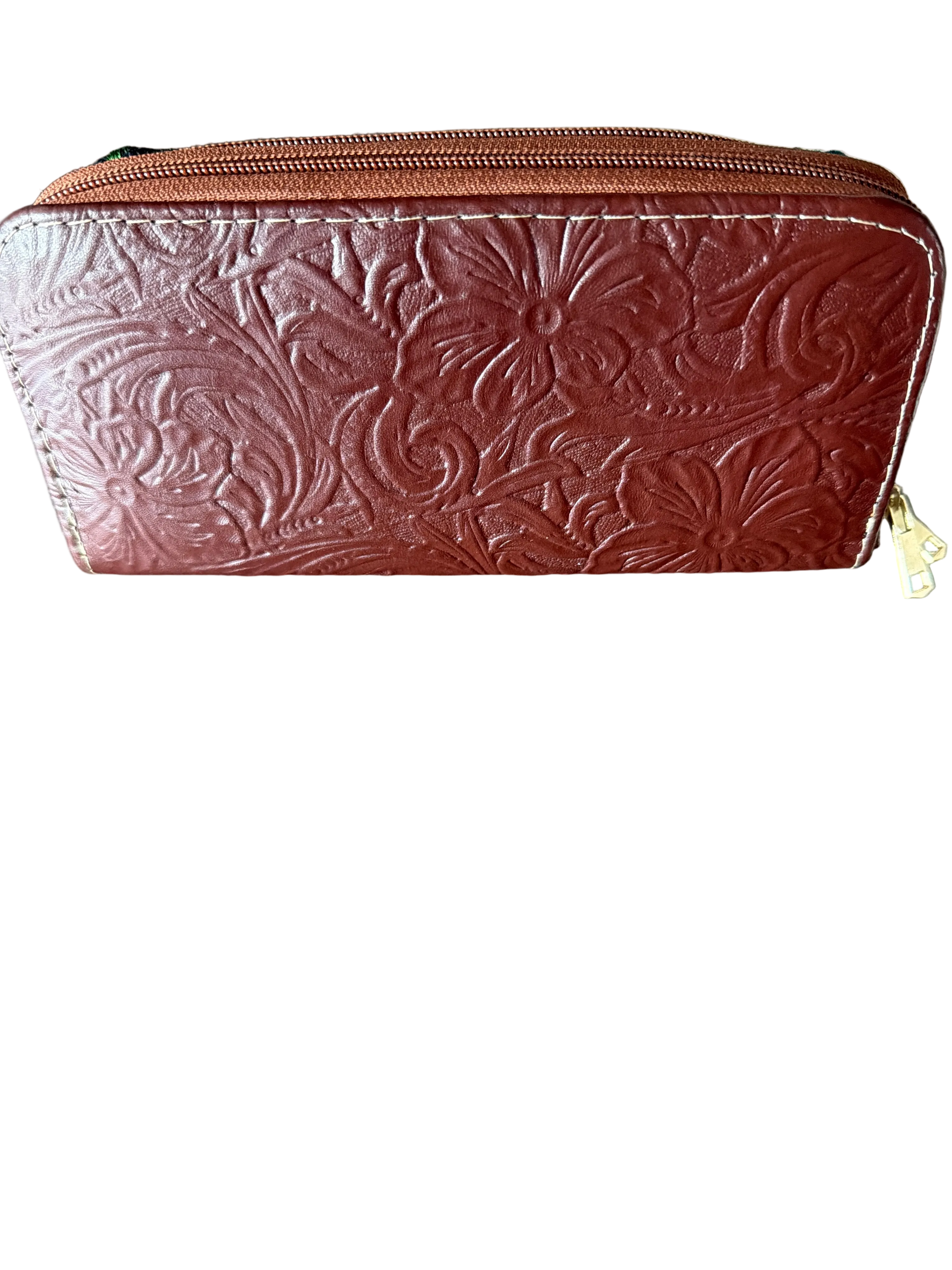 Cartera Bandolera Doble: Piel y Telar