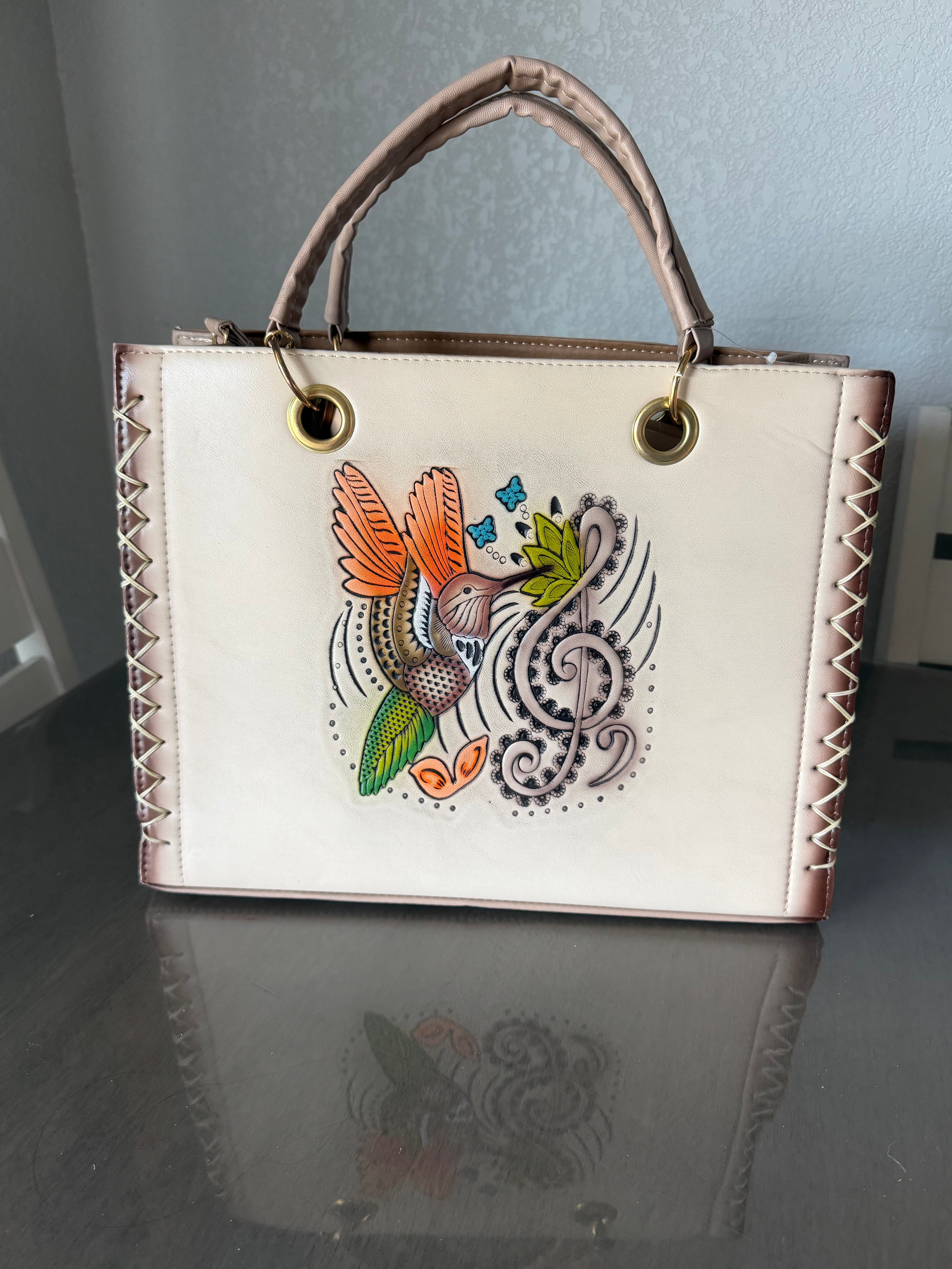 Bolsa Tote de Piel Pintada a Mano - LunaArtesanal
