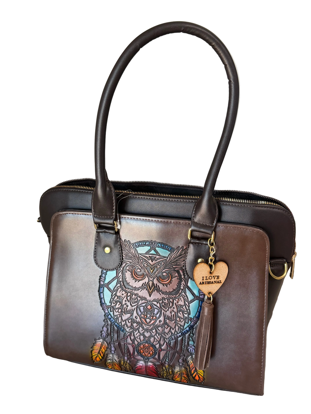 Hand-Painted Vegetable-Tanned Leather "Dome" Bag