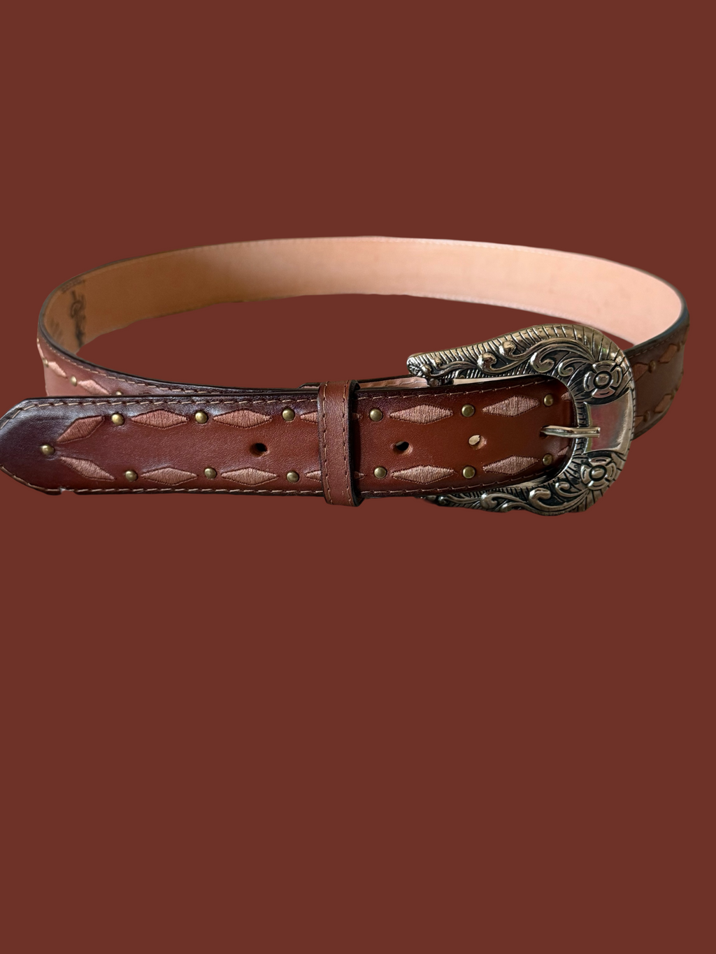 Cinto de Piel Bordado Floral Shedron - Malcreado