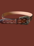 Cinto de Piel Bordado Floral Shedron - Malcreado