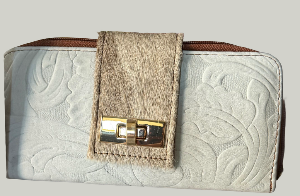 Leather Shoulder Bag with Fur - crossbody