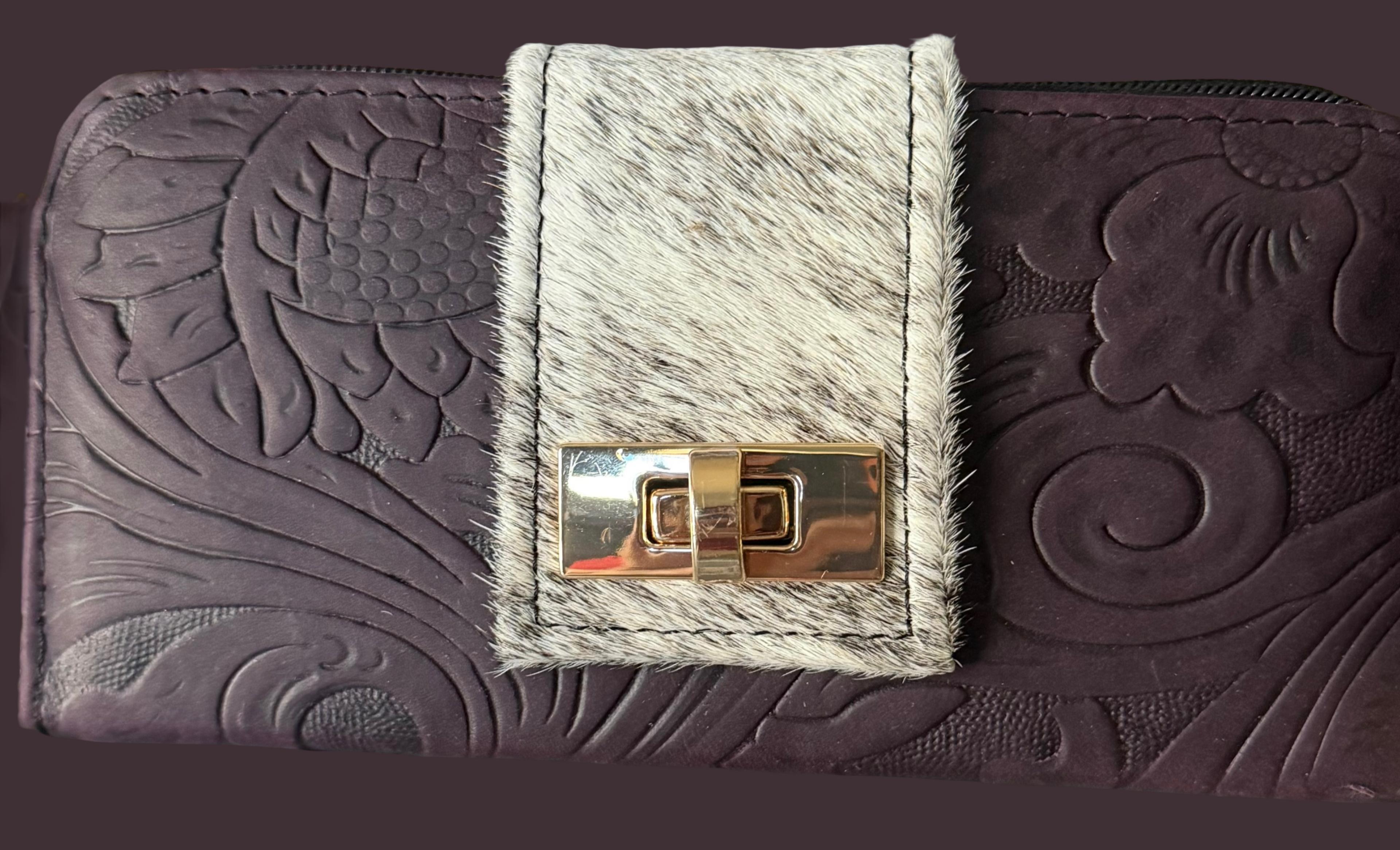 Leather Shoulder Bag with Fur - crossbody