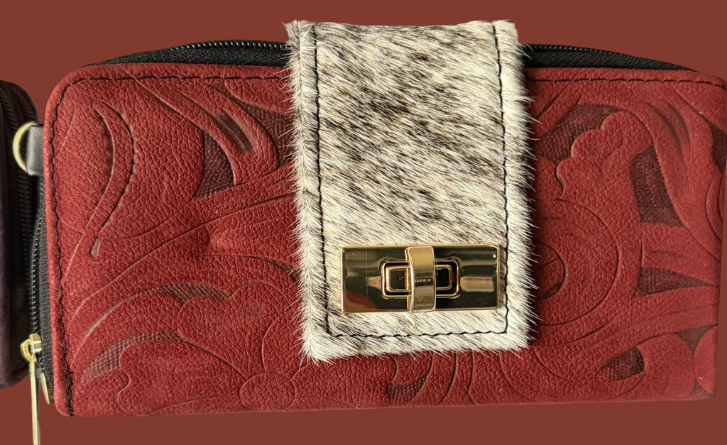 Leather Shoulder Bag with Fur - crossbody