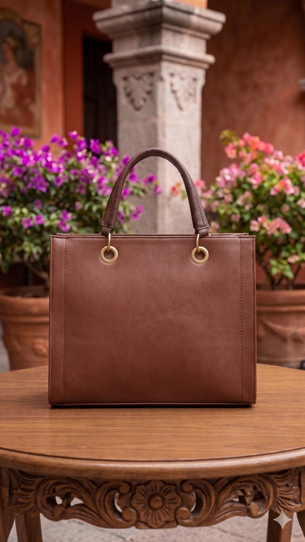 Hand-Painted Leather Tote – Hummingbird Edition