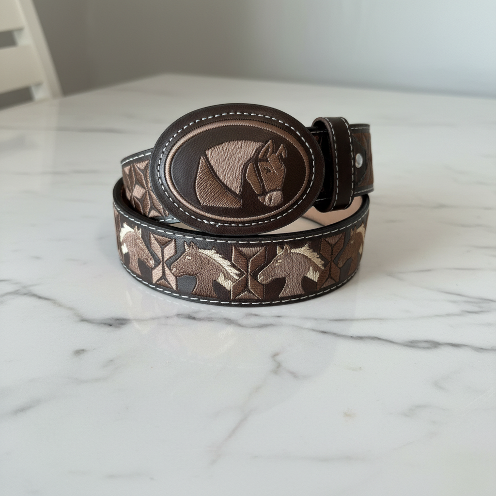Belt 38 café diamond mármol