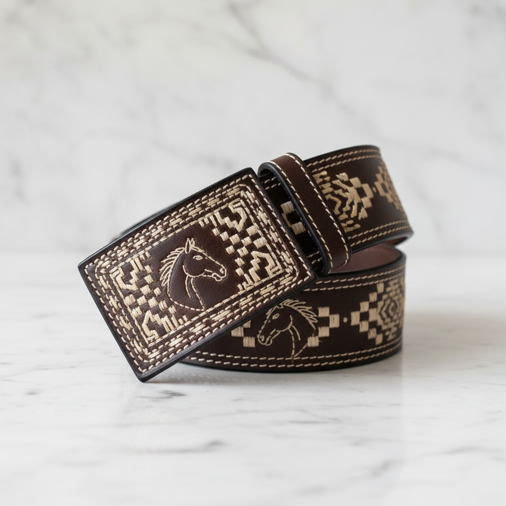 Belt 38 café rectangular mármol