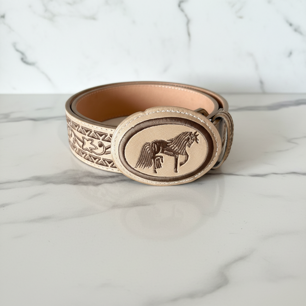 Belt 38 crema caballo mármol