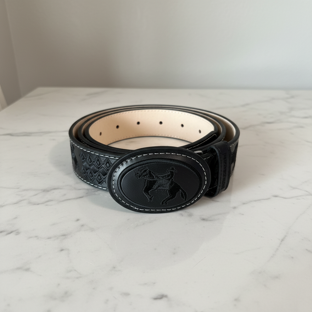 Belt 38 negro charro mármol