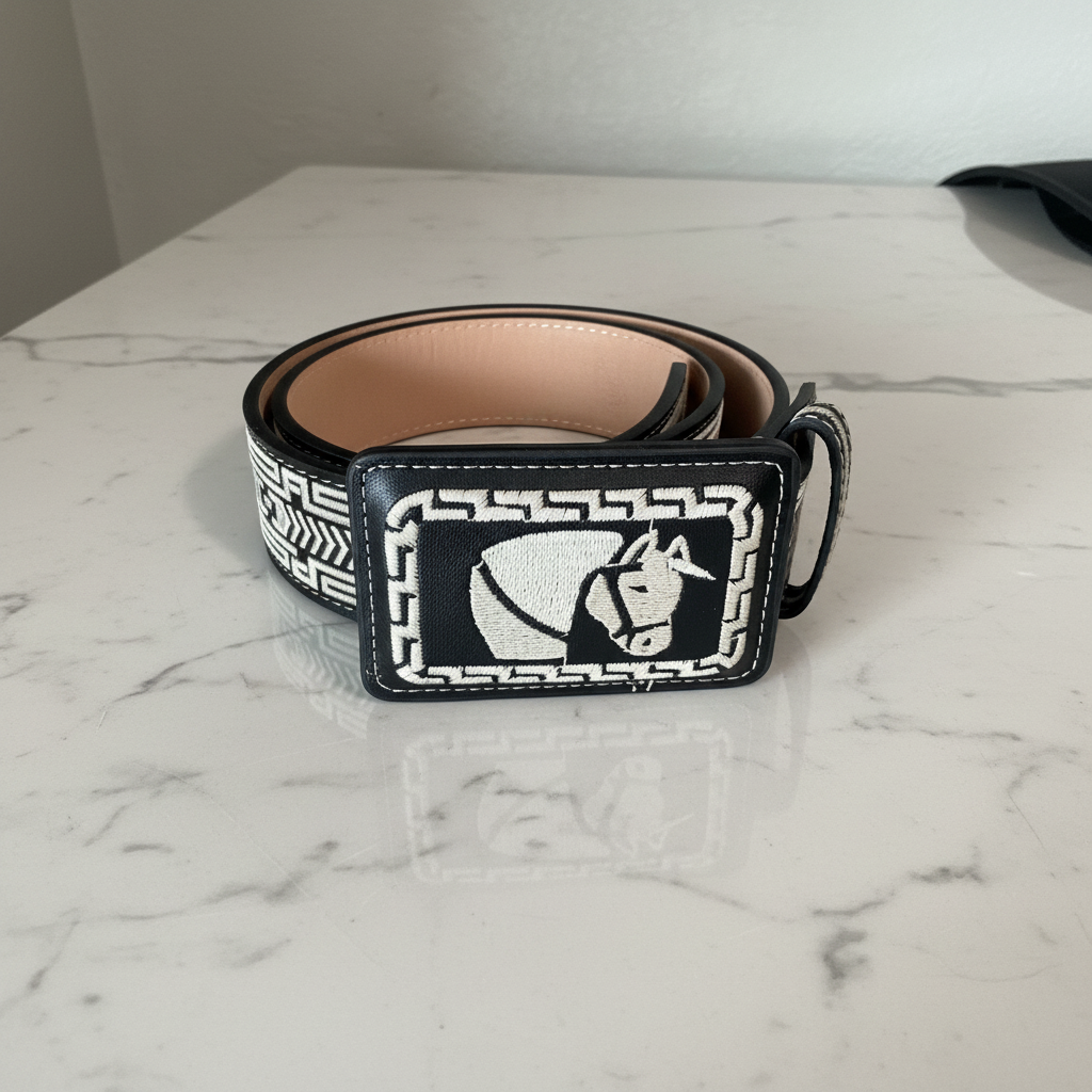 Belt 38 negro rectangular mármol