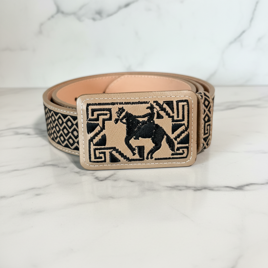 Belt 40 crema charro mármol