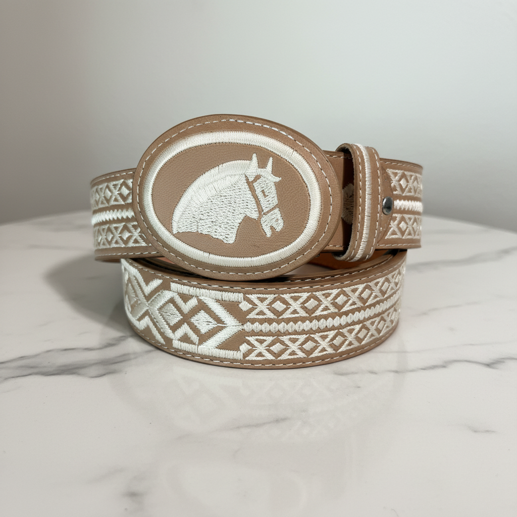 Belt 40 tan oval mármol