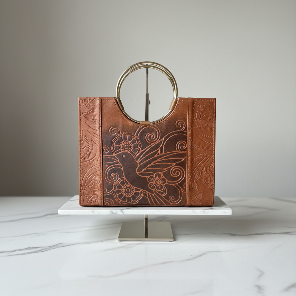 Bolsa colibrí en mármol blanco