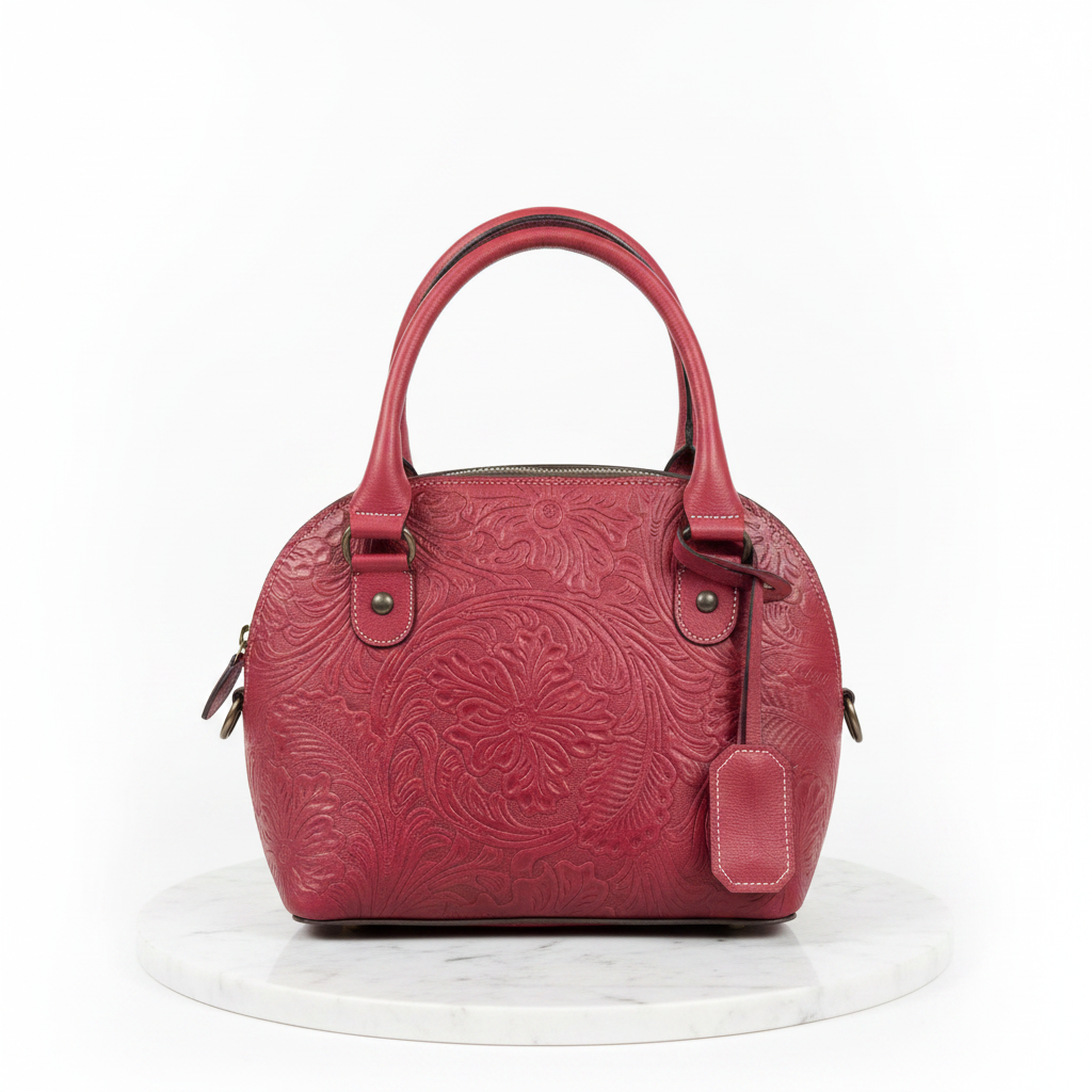 Bolsa rosa frente con stand