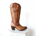 Camel Boots Side on Marble