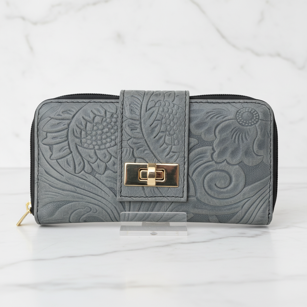 Cartera Gris Sin Pelo - Frontal
