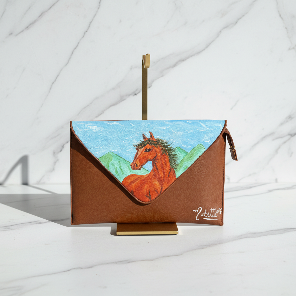 Clutch caballo alazán en mármol blanco
