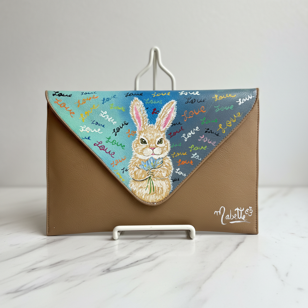 Clutch conejito beige claro en mármol