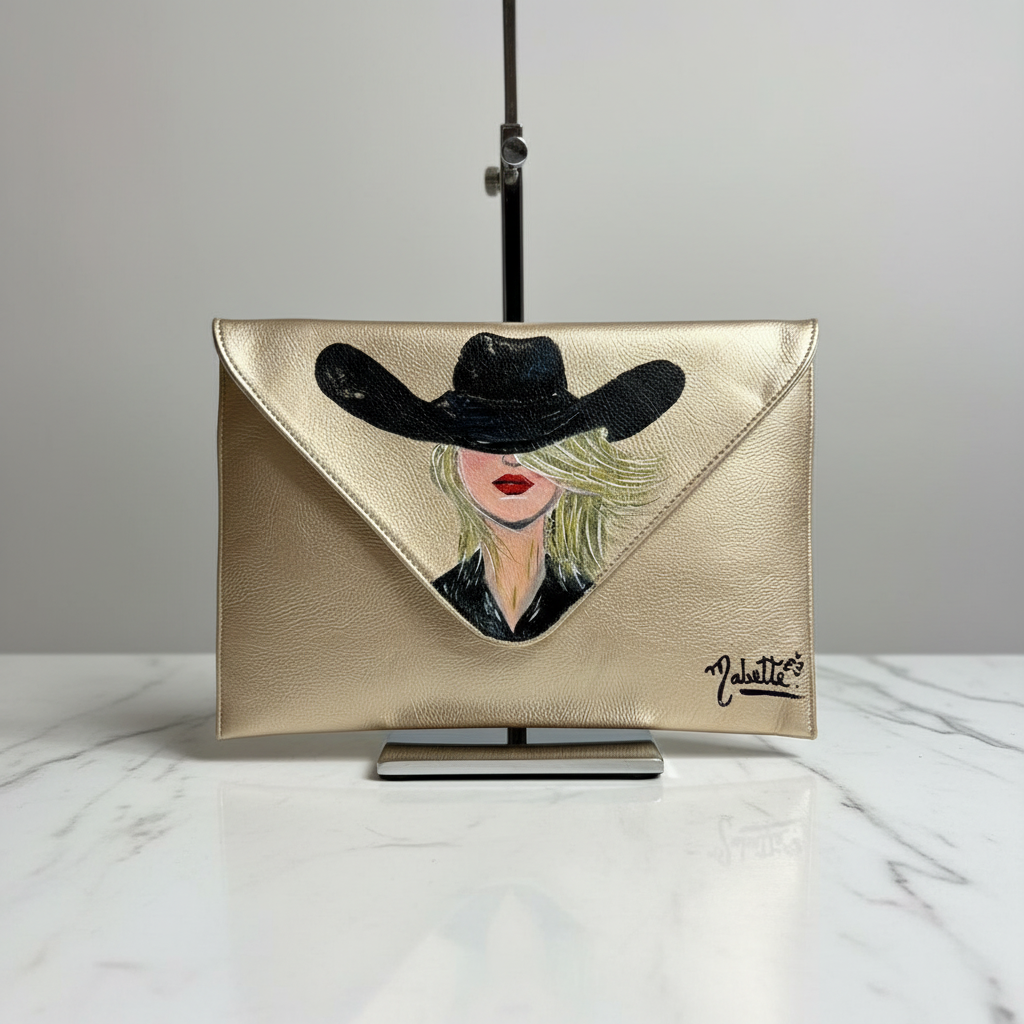 Clutch mujer dorado brillante en mármol