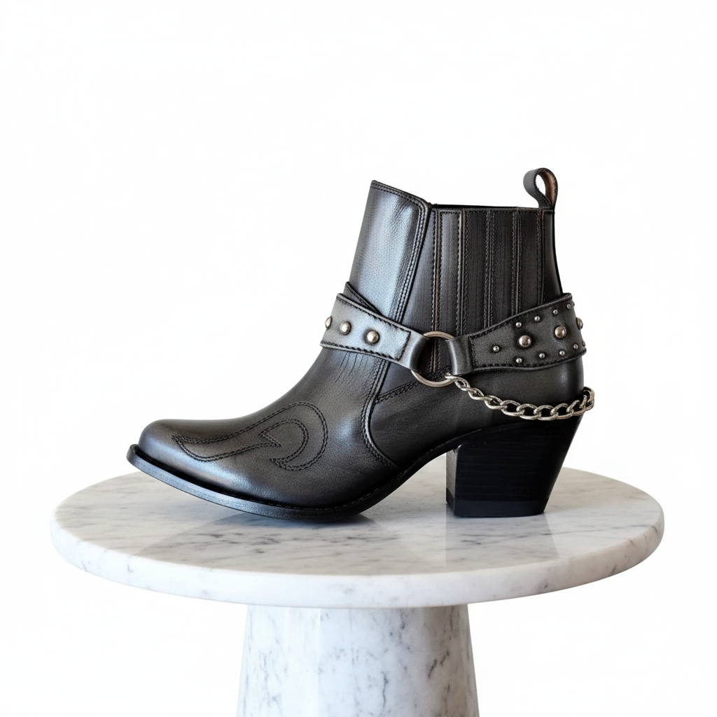 Gray Boots Side Chain on Marble