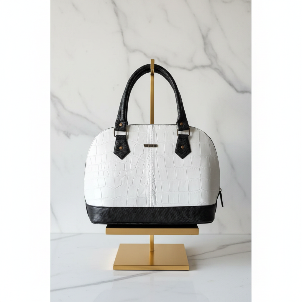White Rectangular Bag with Chiseled Flap