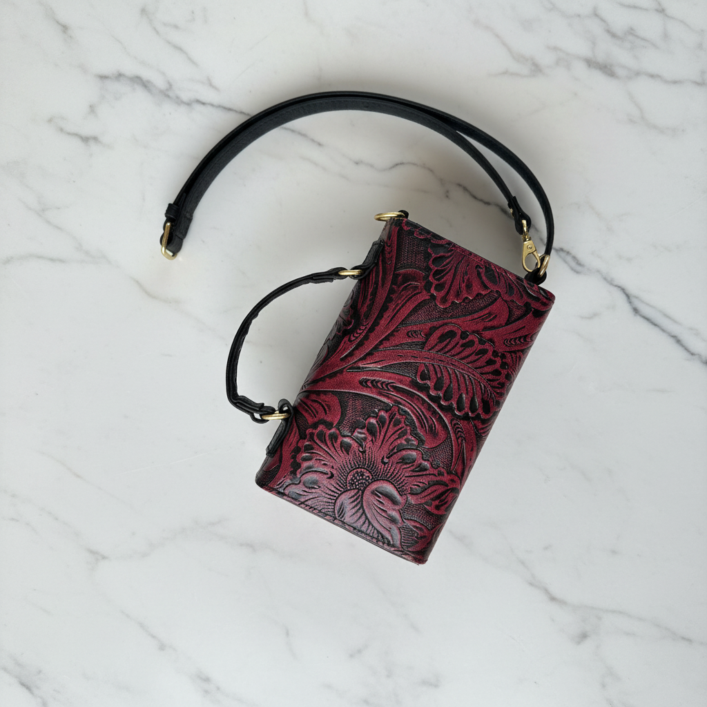 Florence — Hand-Tooled Leather Crossbody Bag | Bolsa Crossbody de Piel Tallada