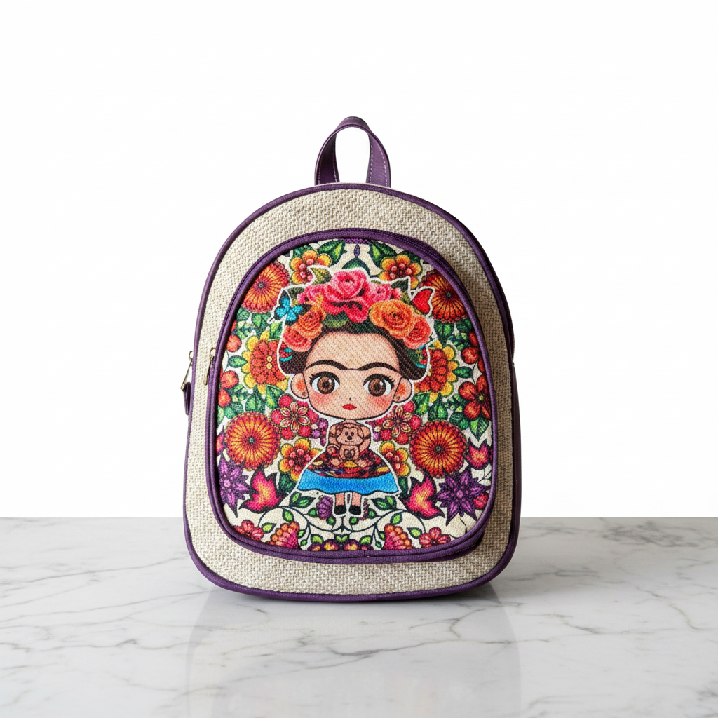 Frida Kahlo Jute Backpack - Large | Mochila de Yute Frida Kahlo Grande