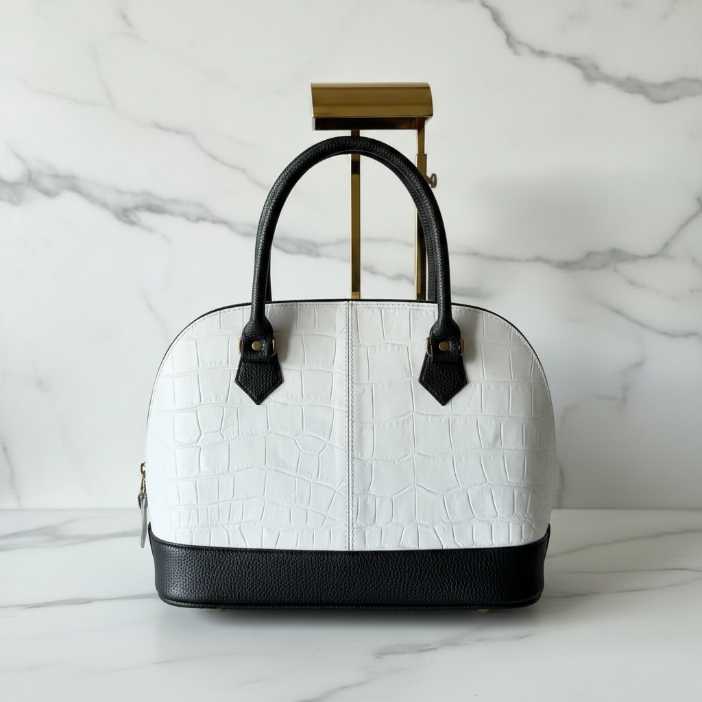 White Rectangular Bag with Chiseled Flap