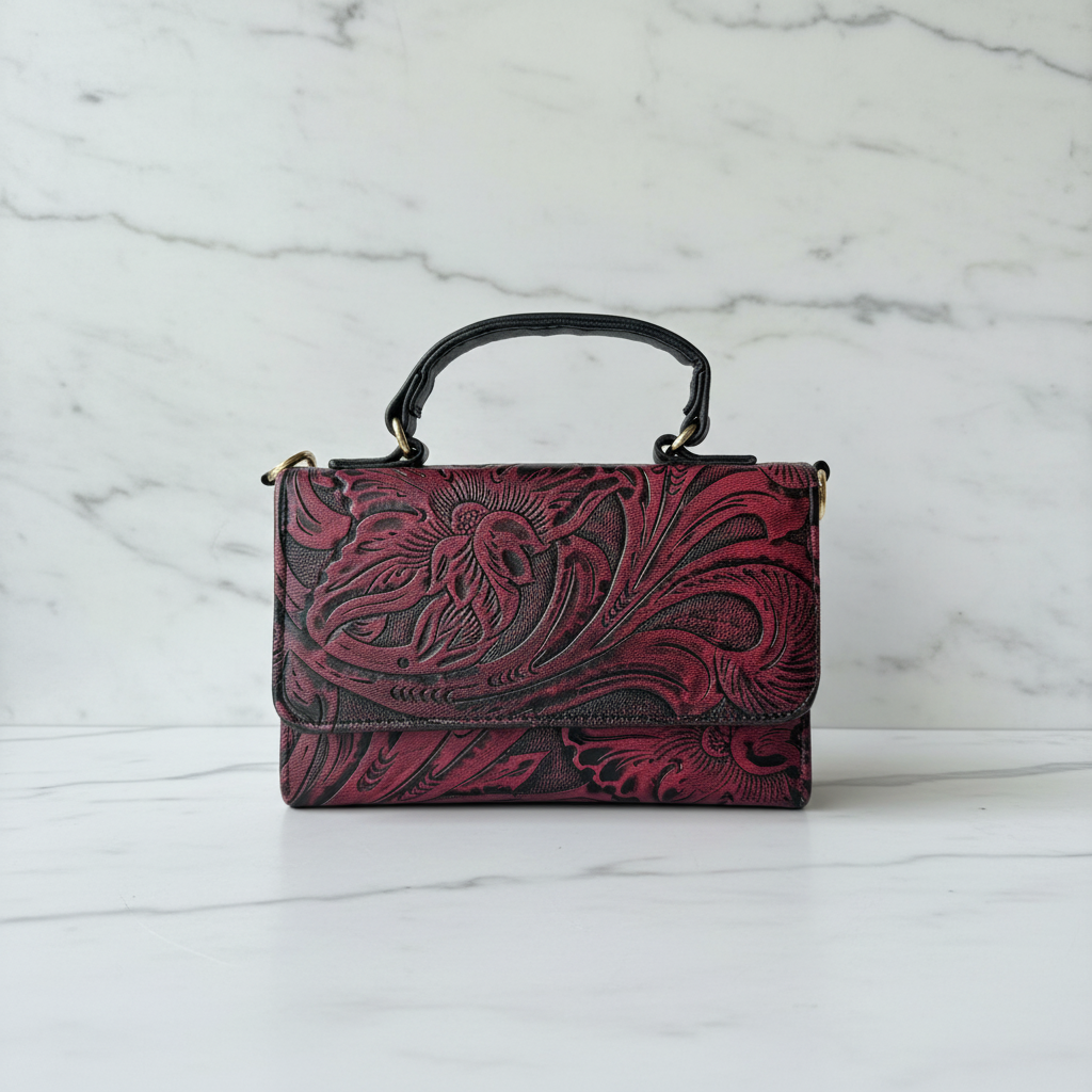 Florence — Hand-Tooled Leather Crossbody Bag | Bolsa Crossbody de Piel Tallada