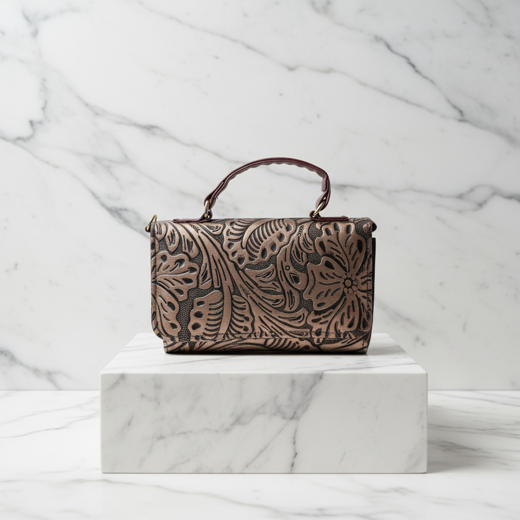 Florence — Hand-Tooled Leather Crossbody Bag | Bolsa Crossbody de Piel Tallada