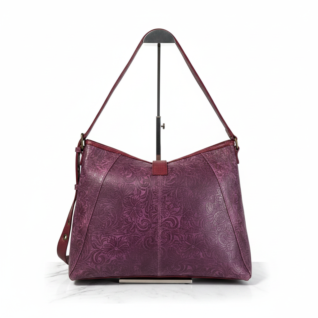 Valeri — Floral Hand-Carved Leather Hobo Bag | Bolsa Hobo de Piel con Tallado Floral